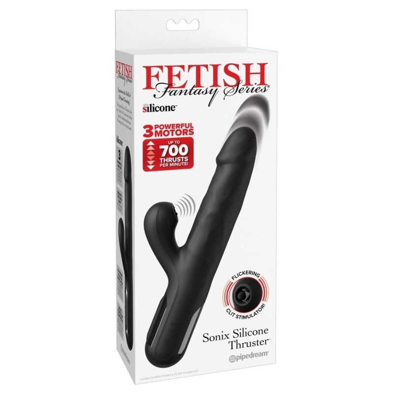 FETISH FANTASY SERIES SONIX SILICONE THRUSTER RABBIT VIBRATOR BLACK