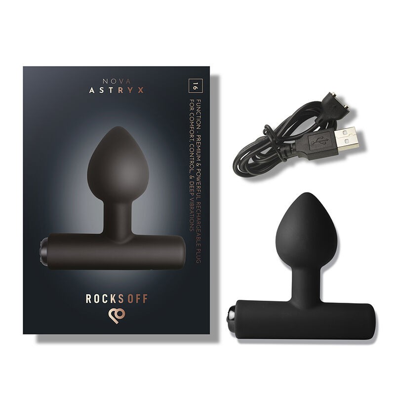 ROCKS OFF NOVA ASTRYX RECHARGEABLE PREMIUM POWERFUL ANAL PLUG 16 FUNCTION BLACK
