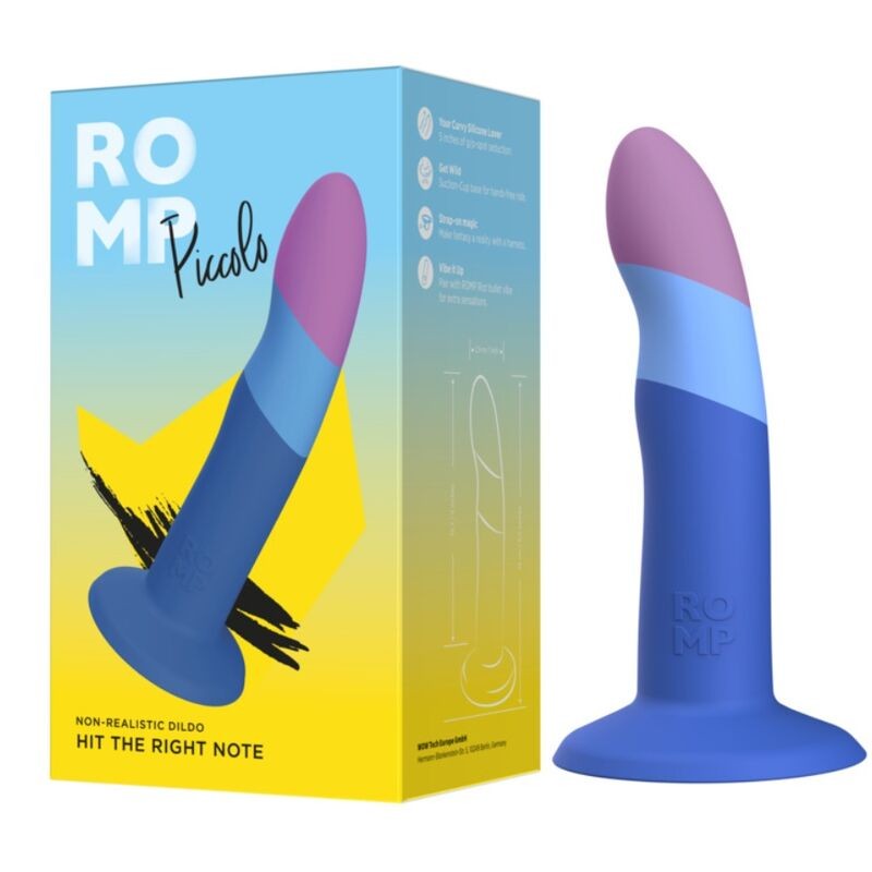 ROMP PICCOLO SILICONE DILDO WITH TRICOLOR SUCTION CUP 14 CM