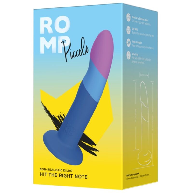 ROMP PICCOLO SILICONE DILDO WITH TRICOLOR SUCTION CUP 14 CM