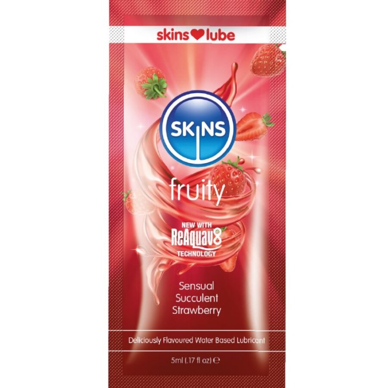 SKINS FRUITY WATER BASED LUBRICANT STRAWBERRY SINGLE DOSE 5 ML