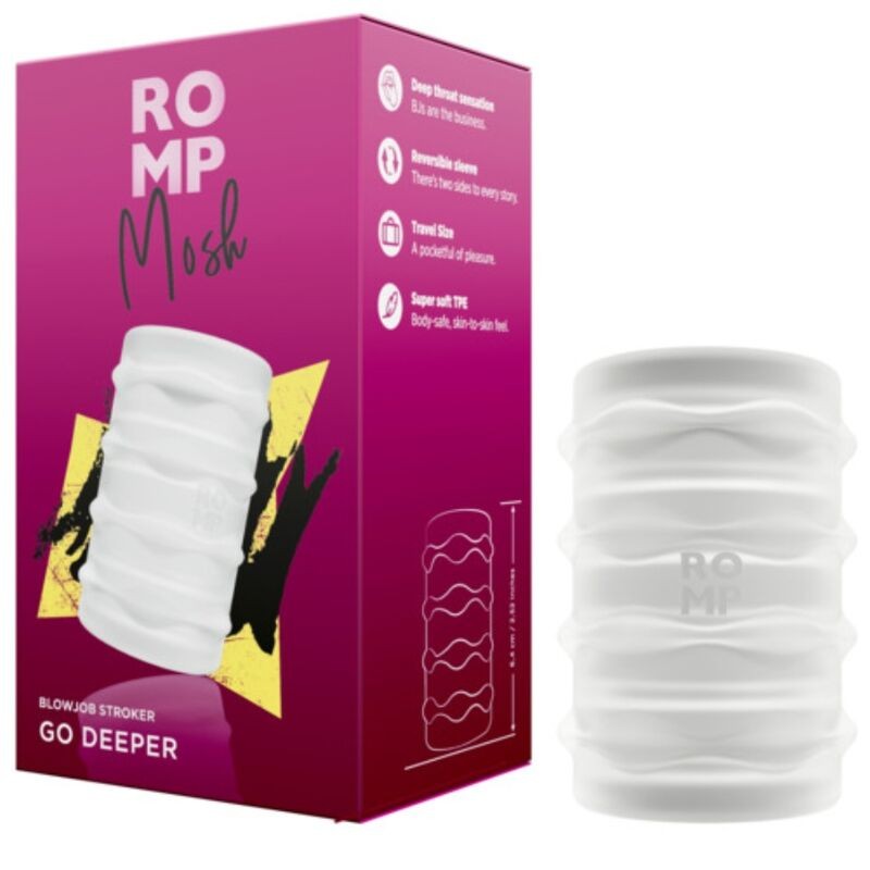 ROMP MOSH TRANSPARENT MALE MASTURBATOR WITH 6 CM REVERSBLE SHEATH