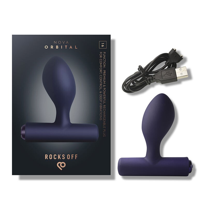 ROCKS OFF NOVA ORBITAL RECHARGEABLE PREMIUM POWERFUL ANAL PLUG 16 FUNCTION BLUE