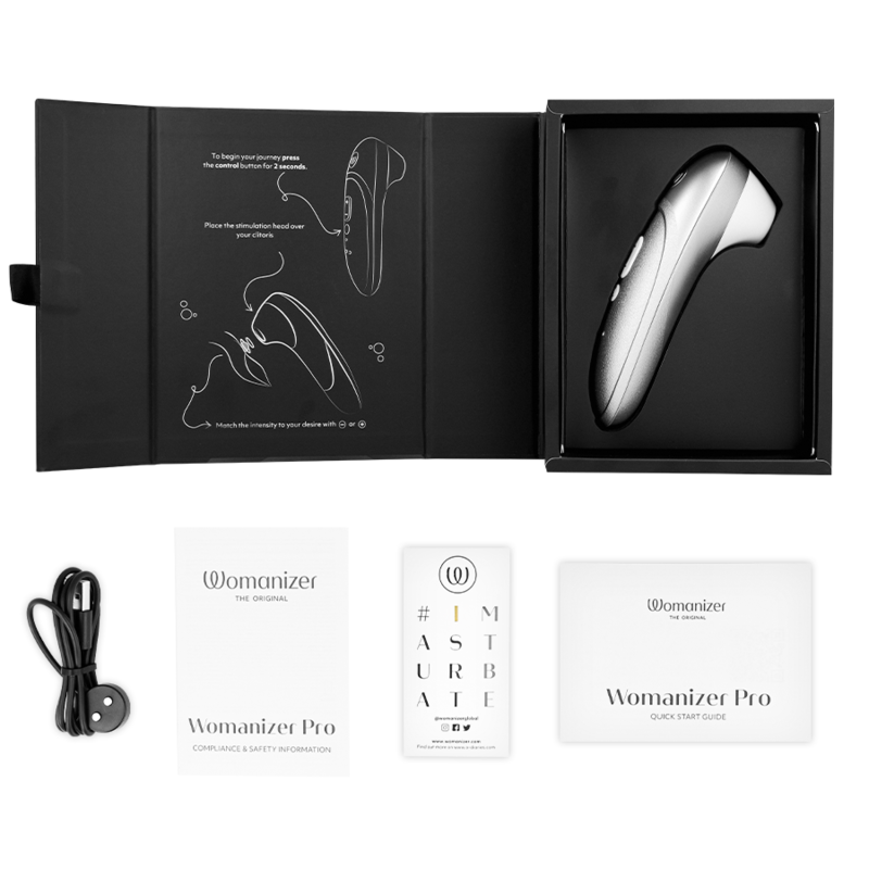 WOMANIZER PRO VIBRANT CLITORAL STIMULATOR SILVER GREY