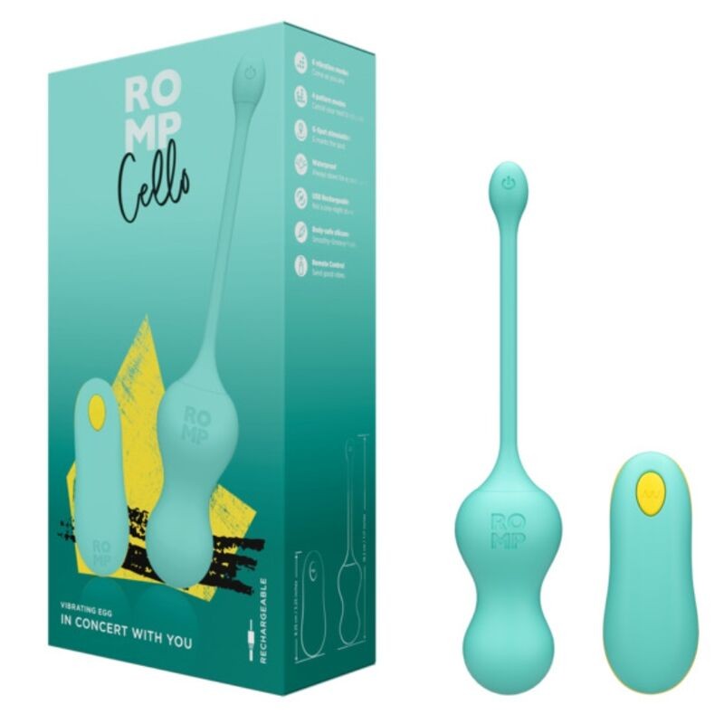 ROMP CELLO MULTIFUNCTION VIBRATING EGG TURQUOISE REMOTE CONTROL