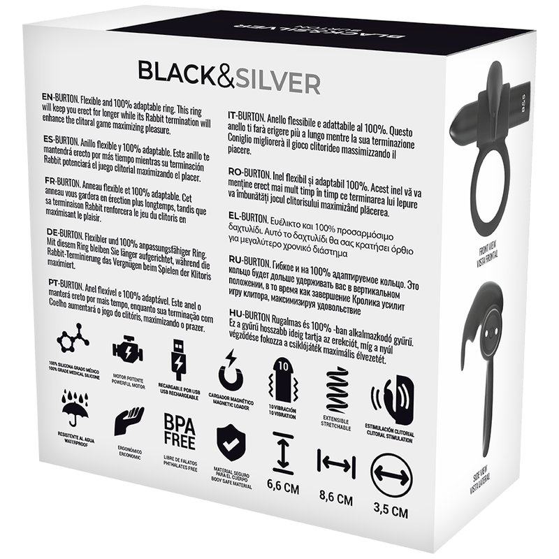 BLACKSILVER BURTON ANILLO 10 MODOS VIBRACIoN NEGRO