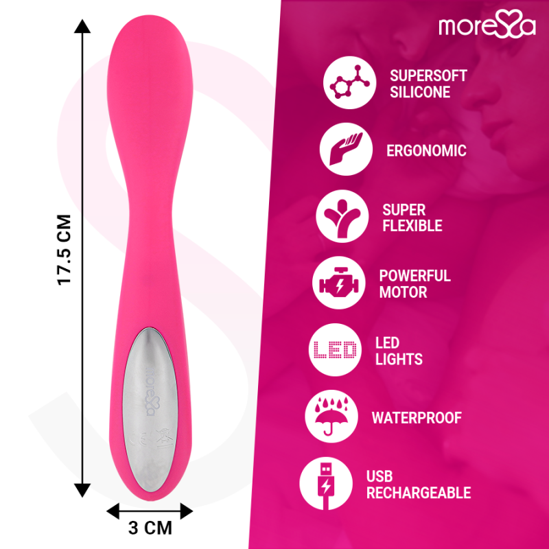 MORESSA DRUSO MASAJEADOR DUO PUNTO G Y SUERO PELVICO PREMIUM SILICONE RECARGABLE