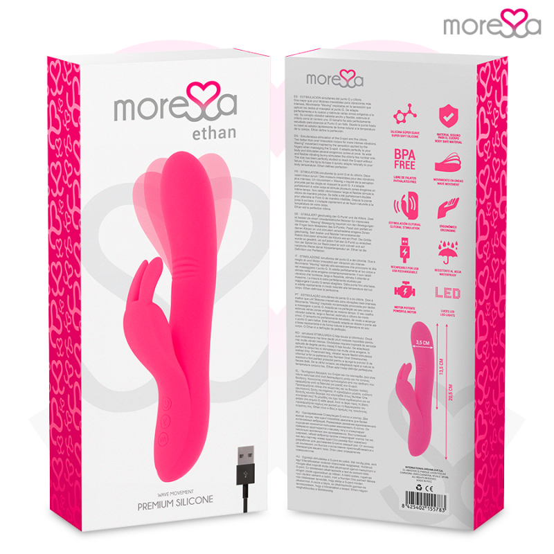 MORESSA ETHAN EFECTO WAVE MAS POTENTE VIBRACIoN PREMIUM SILICONE RECARGABLE