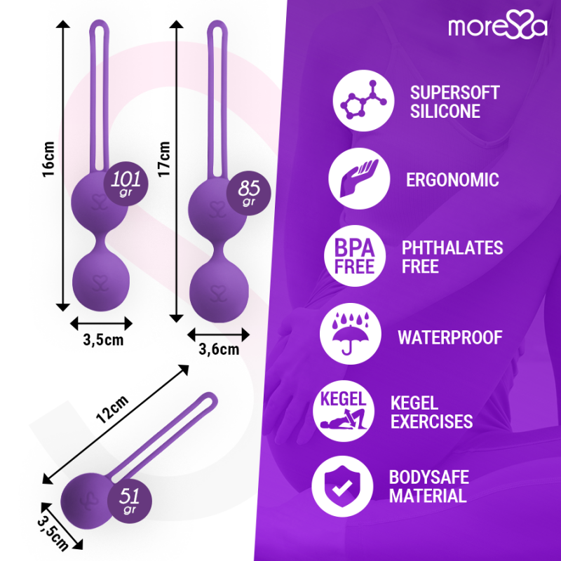 MORESSA OSIAN SET Osian One 51 Gr Osian Two 101 Gr Osian Three 85 gr PREMIUM SILICONA LILA
