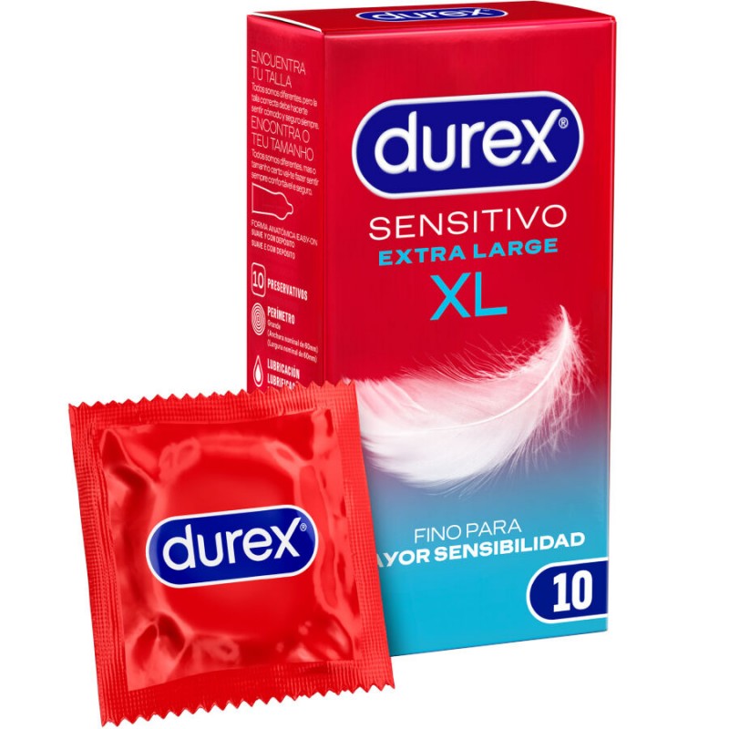 DUREX PRESERVATIVOS SENSITIVO EXTRA LARGO XL 10 UNIDADES