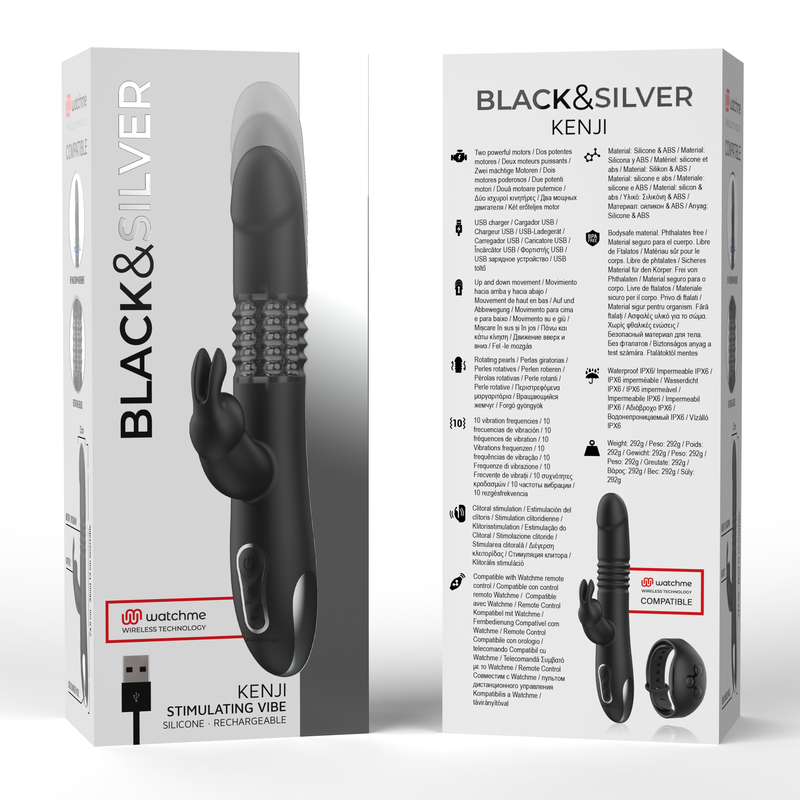 BLACKSILVER KENJI VIBRADOR RABBIT UP DOWN MANDO CONTROL REMOTO WATCHME