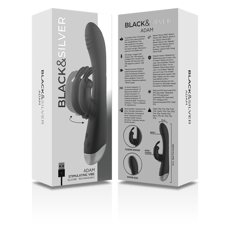 BLACKSILVER DJ ADAM ESTIMULADOR RABBIT SILICONA RECARGABLE NEGRO
