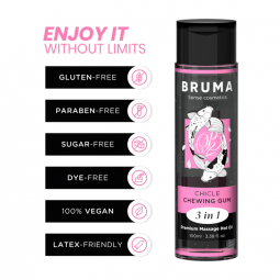 BRUMA ACEITE DE MASAJE PREMIUM EFECTO CALOR SABOR CHICLE 3 EN 1 100 ML