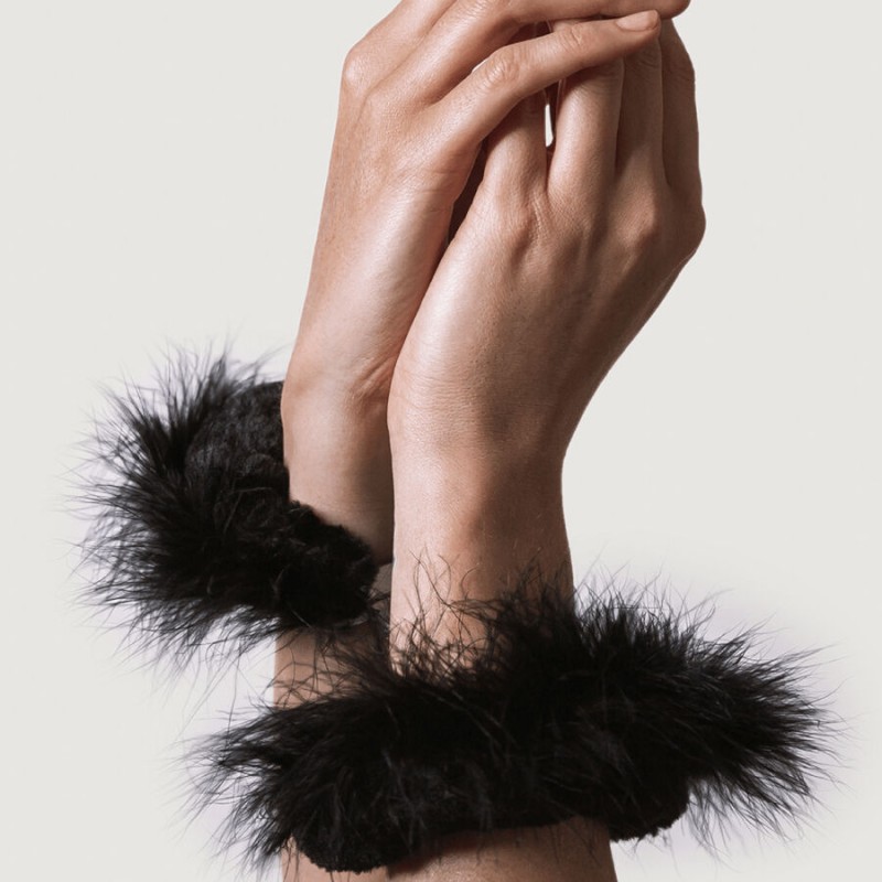 ADRIEN LASTIC ESPOSAS METAL CON PLUMAS NEGRO
