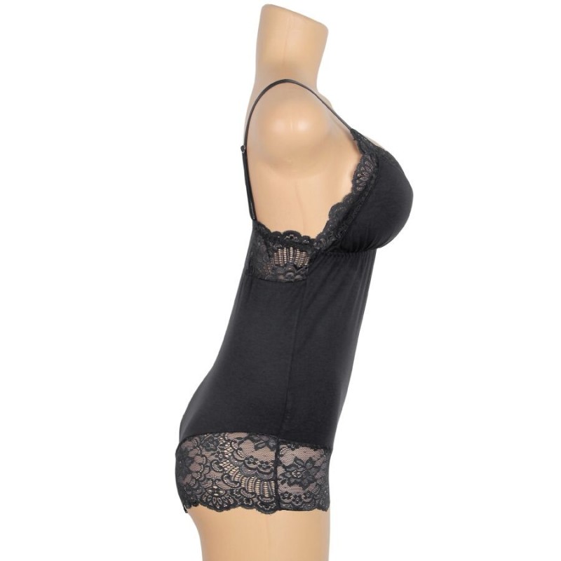 SUBBLIME TEDDY DETALLE ENCAJE FLORAL NEGRO L XL