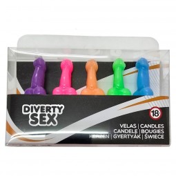 DIABLO PICANTE CAJA 5 VELAS FORMA PENE DIFERENTES COLORES
