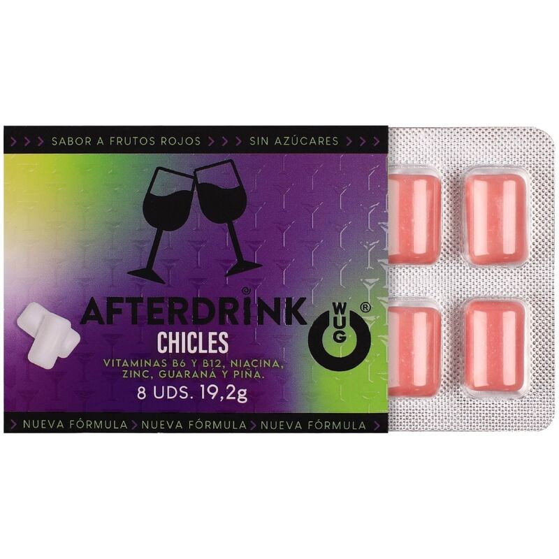 WUG After Drink El chicle funcional que te ayuda a recuperar energia tras la noche BLISTER 8 UDS