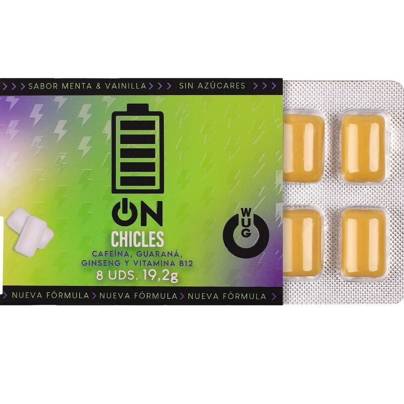 WUG On Energia inmediata en formato chicle BLISTER 8 UDS