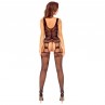 PASSION BS120 BODYSTOCKING FLORES NEGRO