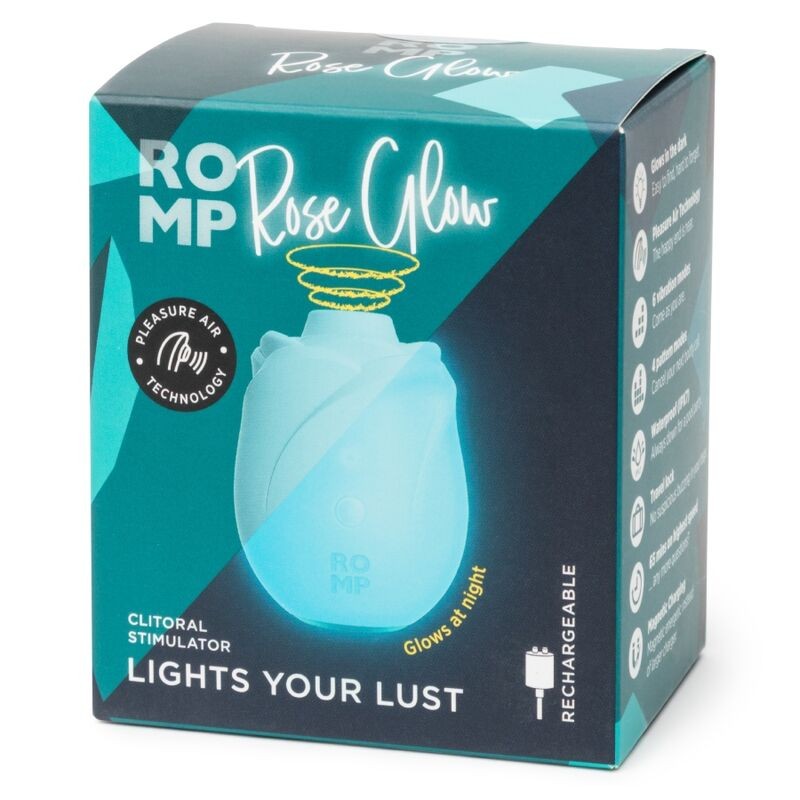 ROMP ROSE GLOW SUCCIONADOR DE CLiTORIS BRILLANTE EN LA OSCURIDAD