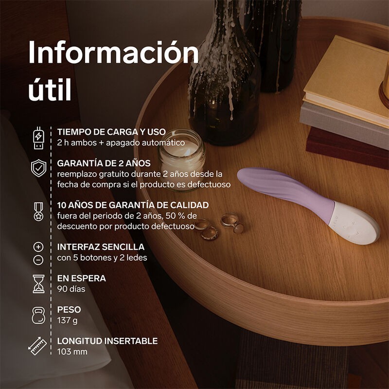 LELO MONA TWIST VIBRADOR PARA PUNTO G RECARGABLE APP CONTROL LAVANDA LILA
