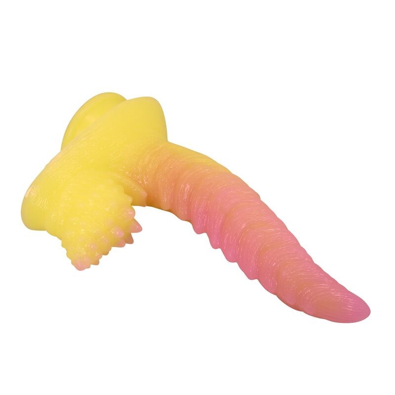 POWER MONSTERS RIPPLIED MONSTER DILDO FANTASiA CON VENTOSA 225 CM Ø 55 CM ROSA Y AMARILLO