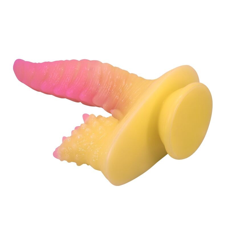POWER MONSTERS RIPPLIED MONSTER DILDO FANTASiA CON VENTOSA 225 CM Ø 55 CM ROSA Y AMARILLO