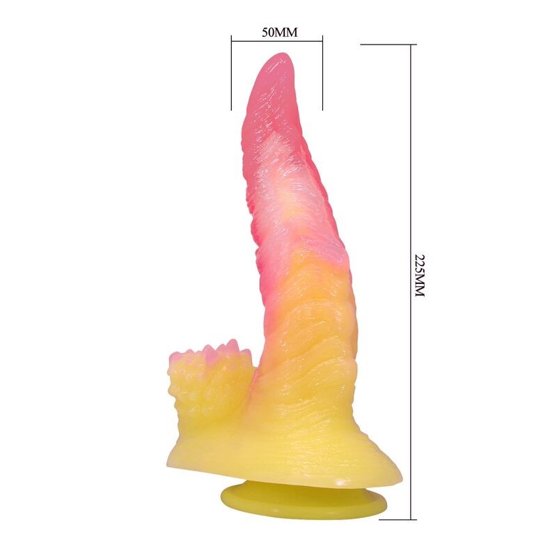 POWER MONSTERS RIPPLIED MONSTER DILDO FANTASiA CON VENTOSA 225 CM Ø 55 CM ROSA Y AMARILLO