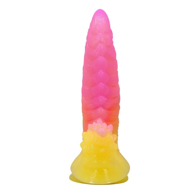 POWER MONSTERS RIPPLIED MONSTER DILDO FANTASiA CON VENTOSA 225 CM Ø 55 CM ROSA Y AMARILLO