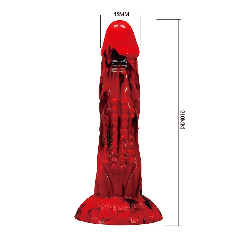 POWER MONSTERS MINOTAUR DILDO FANTASiA CON VENTOSA 21 CM Ø 5 CM ROJO Y NEGRO