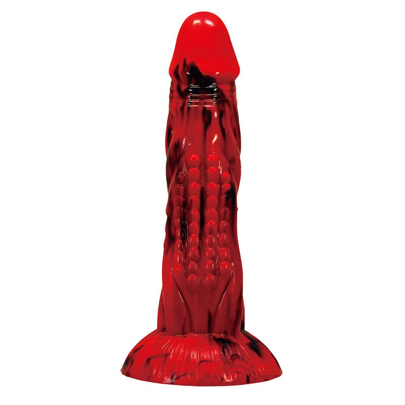 POWER MONSTERS MINOTAUR DILDO FANTASiA CON VENTOSA 21 CM Ø 5 CM ROJO Y NEGRO