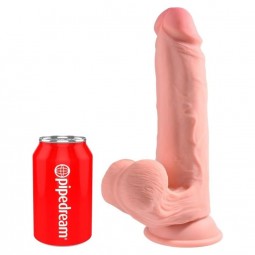 KING COCK PLUS DILDO REALISTA TRIPLE DENSIDAD CON TESTiCULOS OSCILANTES 23 CM COLOR NATURAL