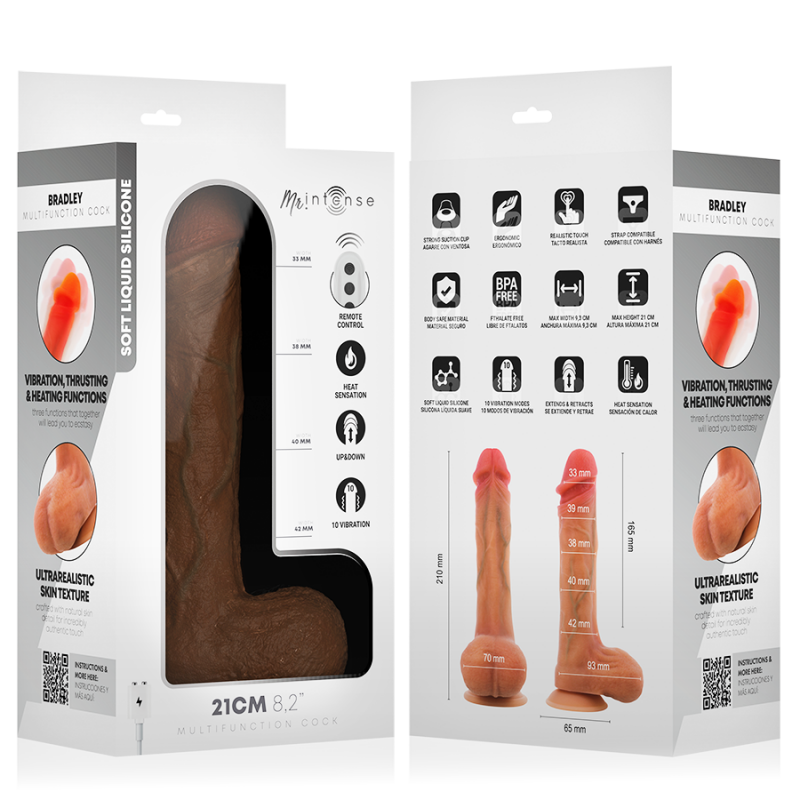MR INTENSE BRADLEY DILDO VIBRADOR SILICONA CON EFECTO CALOR Y CONTROL REMOTO 21 CM Ø 42 CM