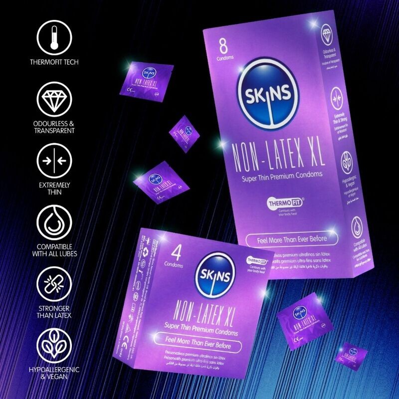 SKINS PRESERVATIVOS SIN LATEX XL PACK 8