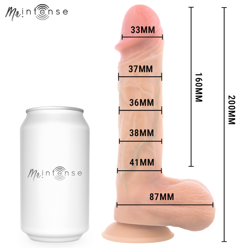 MR INTENSE LOGAN DILDO VIBRADOR SILICONA CON EFECTO CALOR Y CONTROL REMOTO 20 CM Ø 41 CM