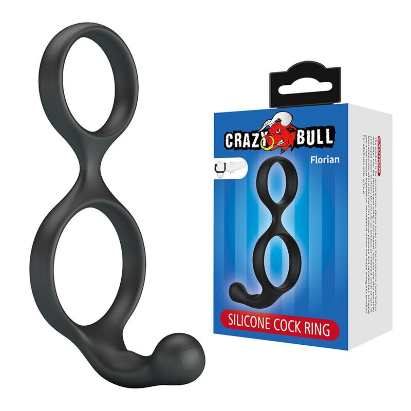 CRAZY BULL FLORIAN ANILLO DOBLE PARA PENE Y TESTiCULOS SILICONA NEGRO