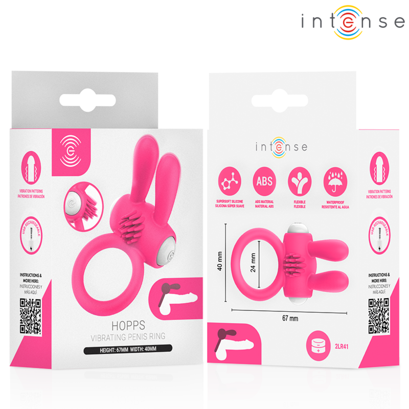 INTENSE HOPPS ANILLO PARA PENE VIBRADOR CON ESTIMULACIoN CLITORIANA ROSA