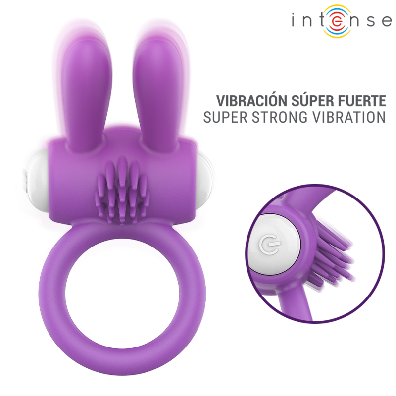 INTENSE HOPPS ANILLO PARA PENE VIBRADOR CON ESTIMULACIoN CLITORIANA MORADO