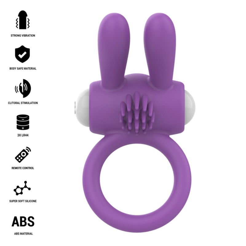 INTENSE HOPPS ANILLO PARA PENE VIBRADOR CON ESTIMULACIoN CLITORIANA MORADO