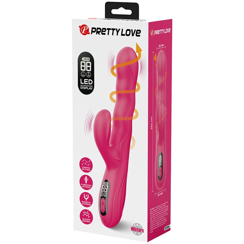 PRETTY LOVE WINTERS VIBRADOR RABBIT MULTIFUNCIoN CON PANTALLA LED ROSA