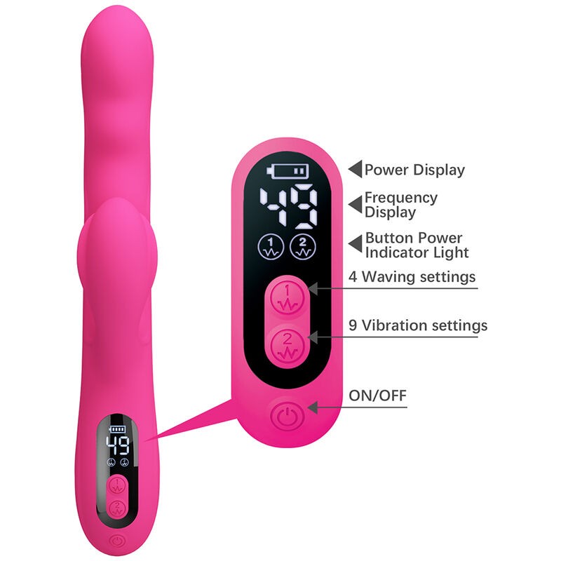 PRETTY LOVE WINTERS VIBRADOR RABBIT MULTIFUNCIoN CON PANTALLA LED ROSA