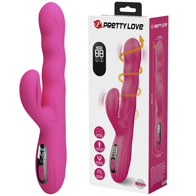 PRETTY LOVE WINTERS VIBRADOR RABBIT MULTIFUNCIoN CON PANTALLA LED ROSA