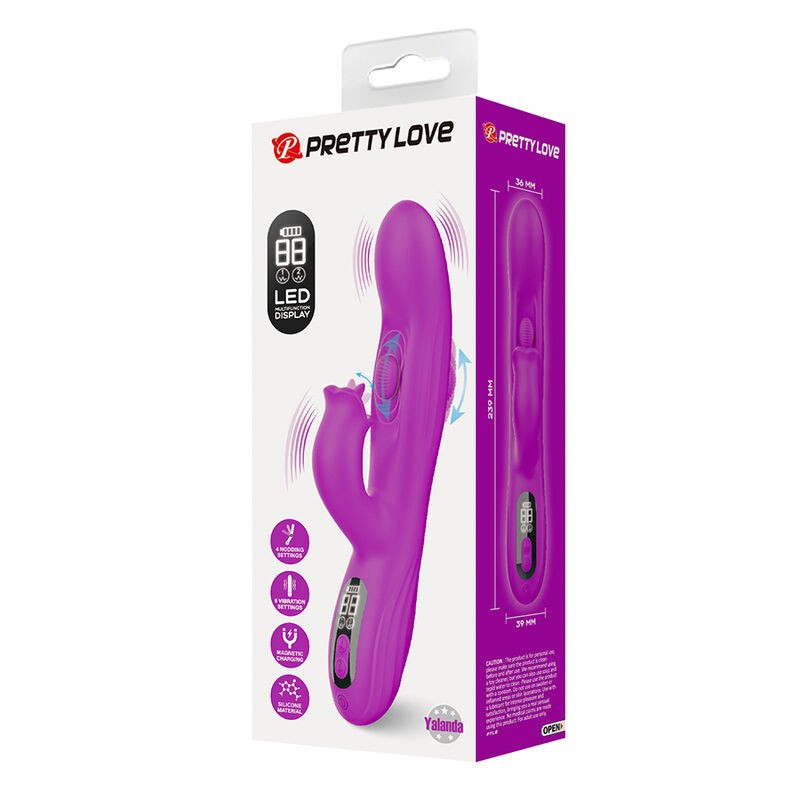 PRETTY LOVE YALANDA VIBRADOR RABBIT OSCILANTE CON PANTALLA LED MORADO