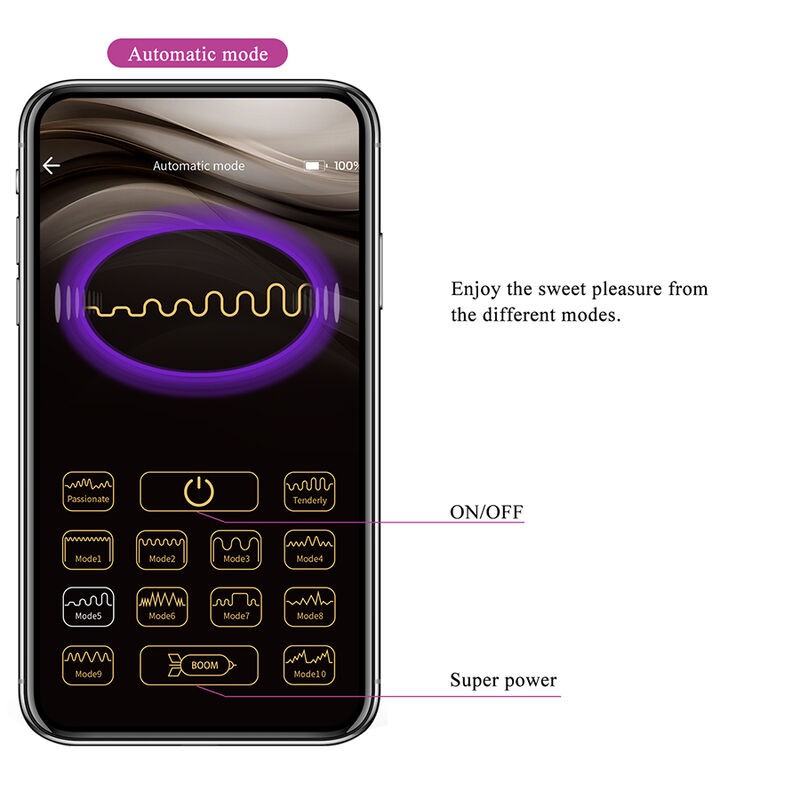 PRETTY LOVE KLAY VIBRADOR HUEVO CON EMPUJE APP CONTROL MORADO