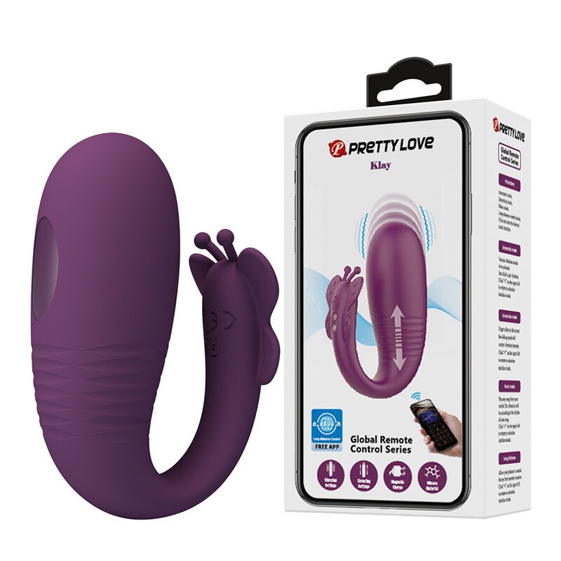PRETTY LOVE KLAY VIBRADOR HUEVO CON EMPUJE APP CONTROL MORADO
