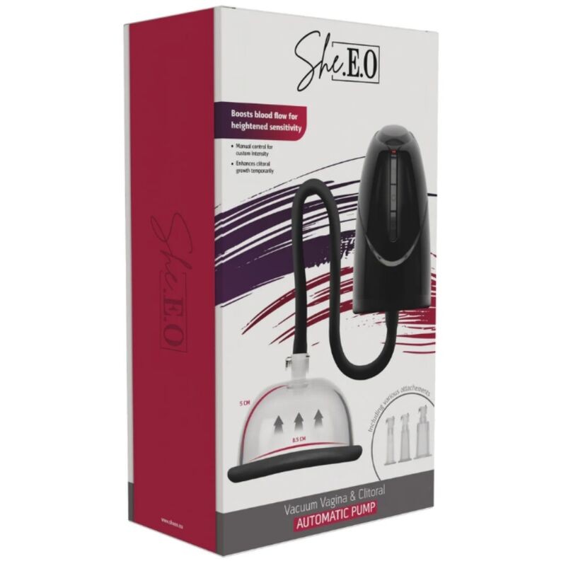 SHEEO BOMBA AUTOMaTICA DE VACiO PARA VAGINA Y CLiTORIS NEGRA