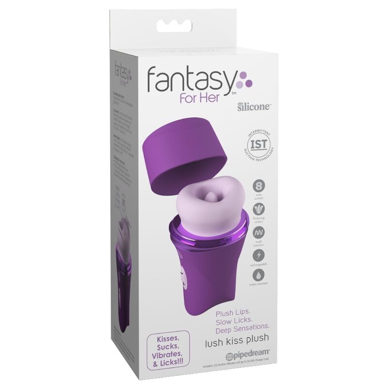 FANTASY FOR HER LUSH KISS PLUSH PURPLE ESTIMULADOR CLITORAL DE SUCCIoN Y LAMIDO