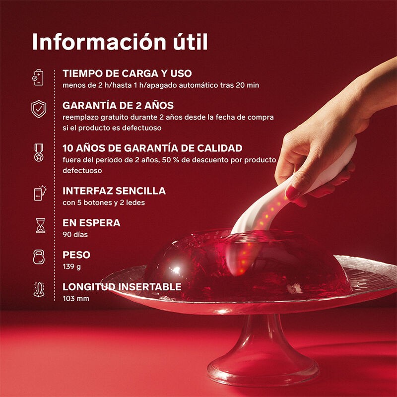 LELO MONA SPECTRA MASAJEADOR iNTIMO CON LUZ ROJA RECARGABLE APP CONTROL