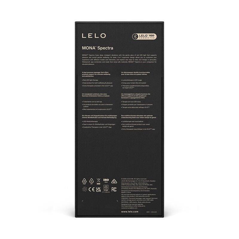 LELO MONA SPECTRA MASAJEADOR iNTIMO CON LUZ ROJA RECARGABLE APP CONTROL