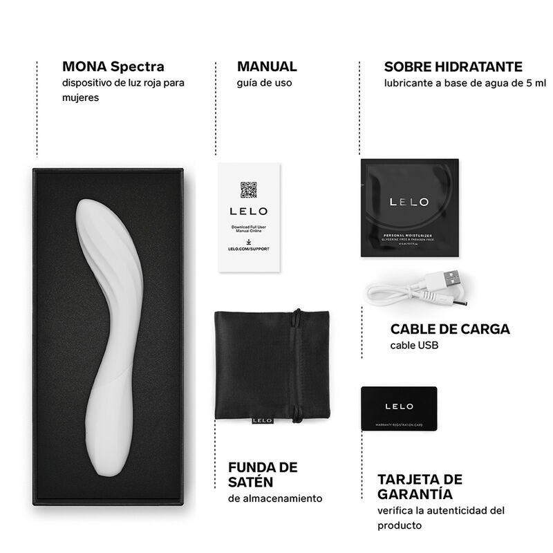 LELO MONA SPECTRA MASAJEADOR iNTIMO CON LUZ ROJA RECARGABLE APP CONTROL